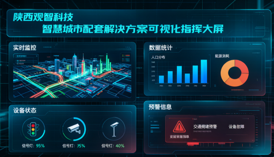 陕西观智科技 智慧城市配套解决方案可视化指挥大屏