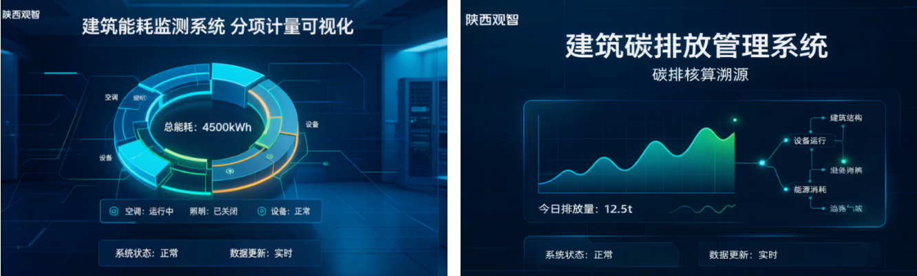 陕西观智 建筑能耗监测系统 分项计量可视化、陕西观智 建筑碳排放管理系统 碳排核算溯源